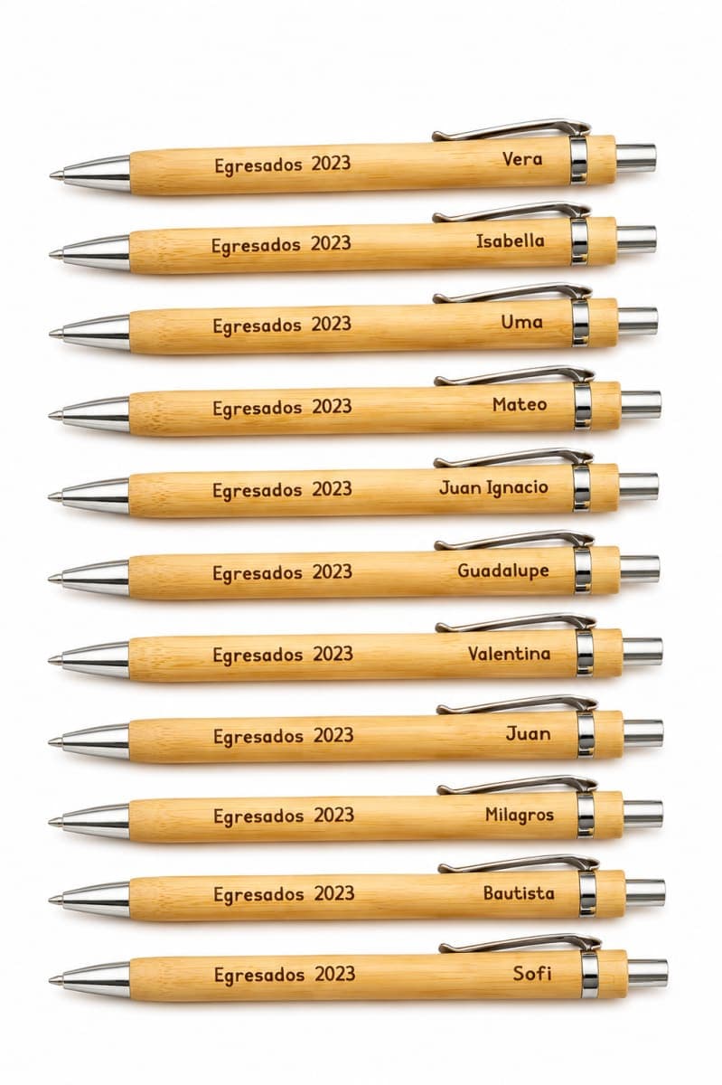 Lapicera de Bambú con Clip Metalico Personalizada - producto personalizado y sublimado (imagen 1)