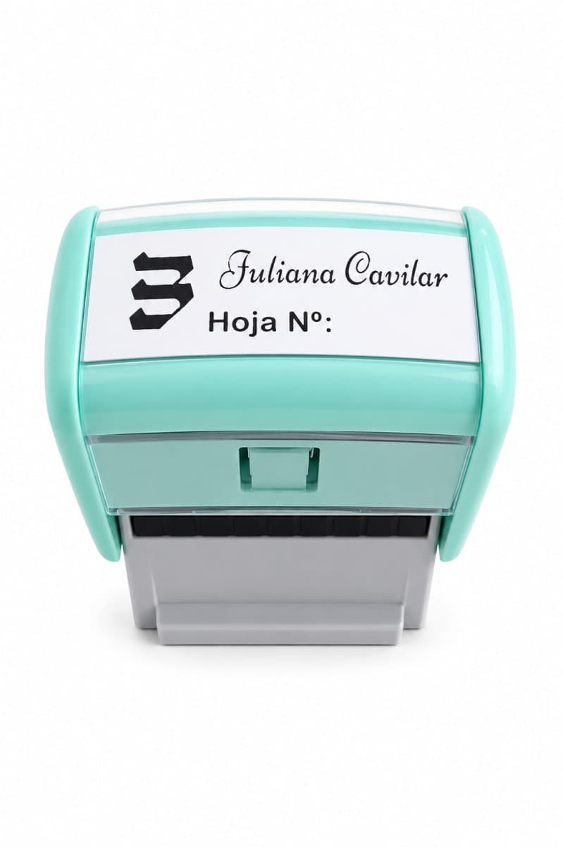 Sello Automático Personalizado de Dos Líneas + Dibujo