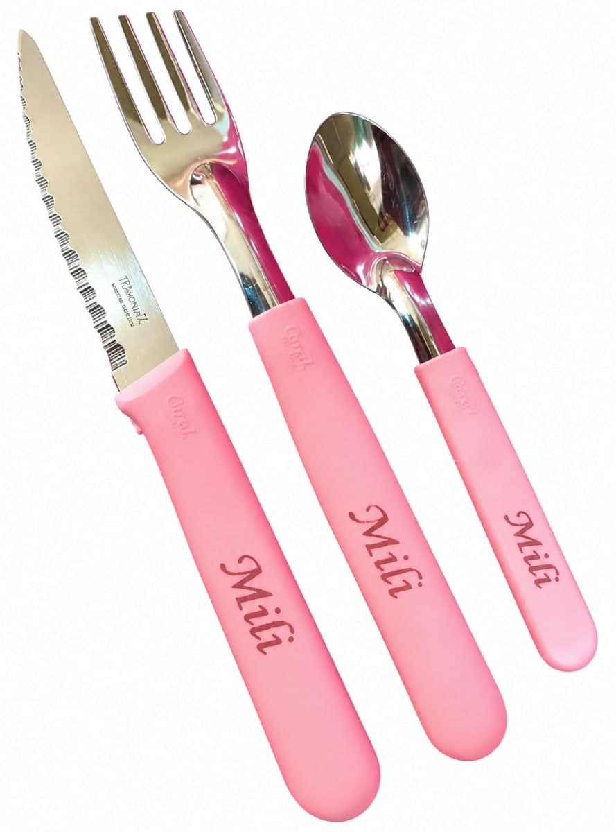 Set de cubiertos Carol de plástico personalizados x3