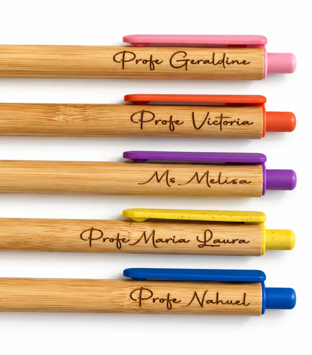 Lapicera de Bambú con Clip Colores Personalizada